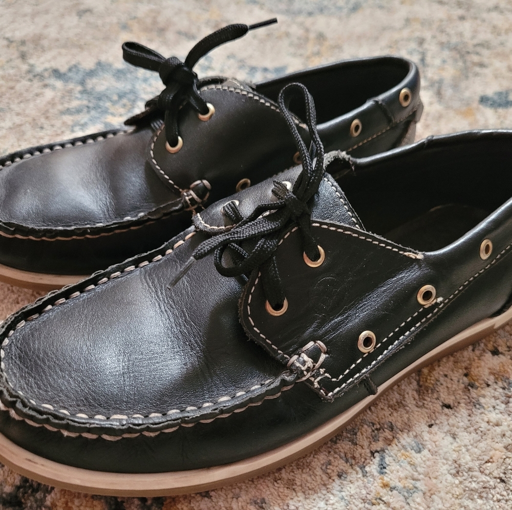 Boys  black leather boat  shoes